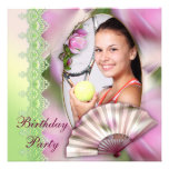 Add Your Photo Pink Magnolia Birthday Party Personalized Invitation
