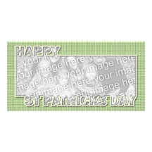 ADD YOUR PHOTO St Pats Cut Out Frame - Gingham Photo Card Template