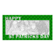 ADD YOUR PHOTO St Pats Cut Out Frame - Shamrocks Personalized Photo Card