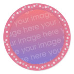 Add your photo stickers, pink dots circle frame