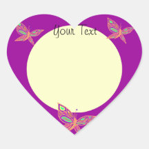 Add your Photo  with Butterflies heart sticker