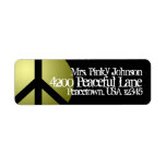 Address Label Peace Sign, Gold, Black, Customize