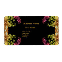 Address Label Vintage Retro black gold pink Floral