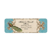Address Labels - Blue Vintage Peacock & Etchings