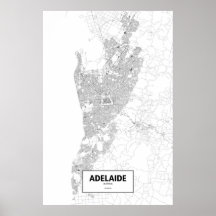 Adelaide, Australia (black on white) Print