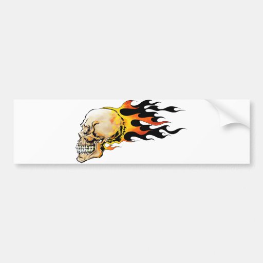Adesivo para carro"Caveira em chamas" Zazzle Artesanato Haitiano ~ Adesivo para carro"Caveira em chamas" Zazzle