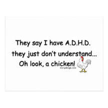 ADHD Chicken Humour Post Cards