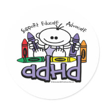 ADHD CRAYONS ROUND STICKERS