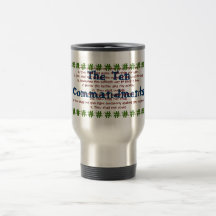 Admirable travel mug with Ten Commandments.