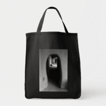 Adobe Passageway: Black & White photo of Taos, NM Canvas Bag