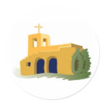 Adobe Style Yellow Church Round Sticker