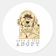 adopt a puppy round sticker