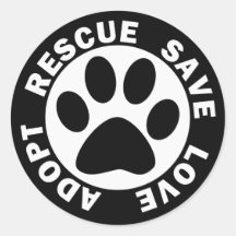 Adopt Rescue Save Love Round Sticker