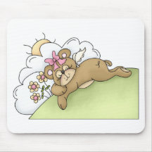 adorable angel bear sleeping in flowers mousepads