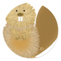 Adorable Animal Drawings: Beaver Round Stickers