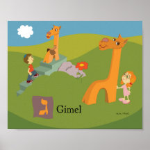 Adorable Art for Names Beginning with letter Gimel Posters