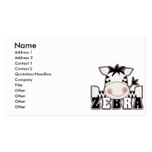 adorable baby zebra leaning with text business card