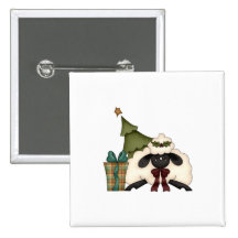 adorable christmas time sheep button