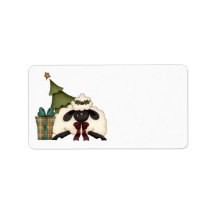adorable christmas time sheep custom address label