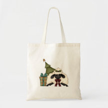 adorable christmas time sheep tote bags