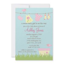 Adorable Clothesline Baby Shower Custom Invitations