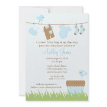 Adorable Clothesline Boy Baby Shower Invite