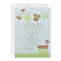 Adorable Clothesline Gender Neutral Baby Shower Invites