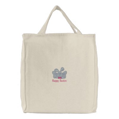 Adorable Customizable Easter Bunny Angel Tote Embroidered Bag by naturetees