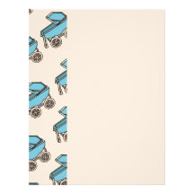 Adorable Cute Carriage Baby Boy Shower Letterhead Design