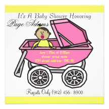 Adorable Cute Carriage Baby Girl Shower Invitation