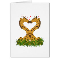 Adorable Cute Love Giraffes Heart Shaped Kissing Cards