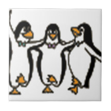 Adorable Dancing penguins design Ceramic Tile