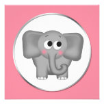 Adorable Elephant - Pink Baby Shower Invitations