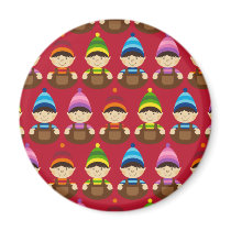 Adorable Elves Christmas Magnet