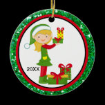 Adorable Elves Decorating Tree Christmas Ornament ornaments