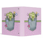 Adorable Gardening Frog Pocket Binder Purple
