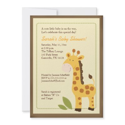Adorable Giraffe Jungle 5x7 Baby Shower Invitation by allpetscherished