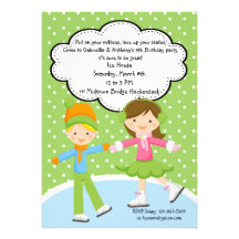 Adorable Girl & BoyIce Skating Birthday Invitation