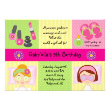 Adorable Girl's Spa Party Birthday Invitation