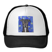 Adorable Greyhound portrait Mesh Hats