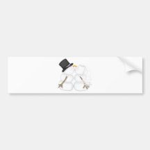 Adorable Kissing Snowman Couple Bumper Stickers