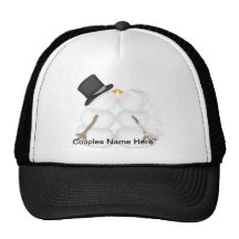 Adorable Kissing Snowman Couple Mesh Hat