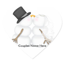 Adorable Kissing Snowman Couple