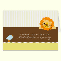 Adorable Lion Photo (inside) Thank You Card: lemon cards
