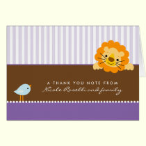 Adorable Lion Photo (inside) Thank You Card: lilac cards