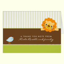 Adorable Lion Photo (inside) Thank You Card: lime cards