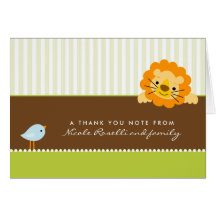 Adorable Lion Photo (inside) Thank You Card: lime