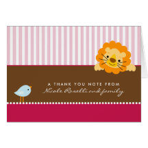 Adorable Lion Photo (inside) Thank You Card: pink