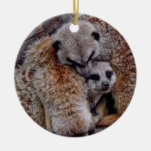 Adorable Meerkats Bundle of Fur Nature Photo Christmas Tree Ornament