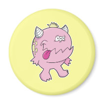 adorable pink tongue chomper monster refrigerator magnet